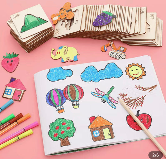 Plantilla de pintura DIY de madera de juguetes de dibujo