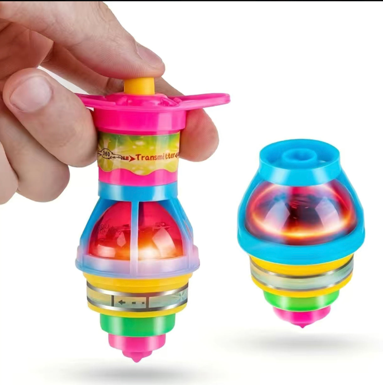 LED Light Up Flashing UFO Spinning Tops
