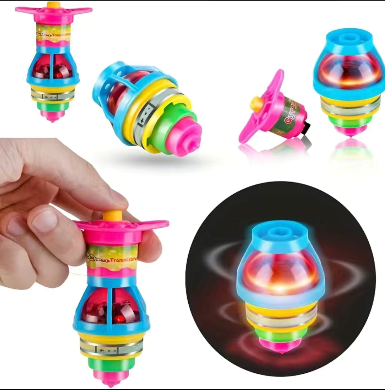 LED Light Up Flashing UFO Spinning Tops