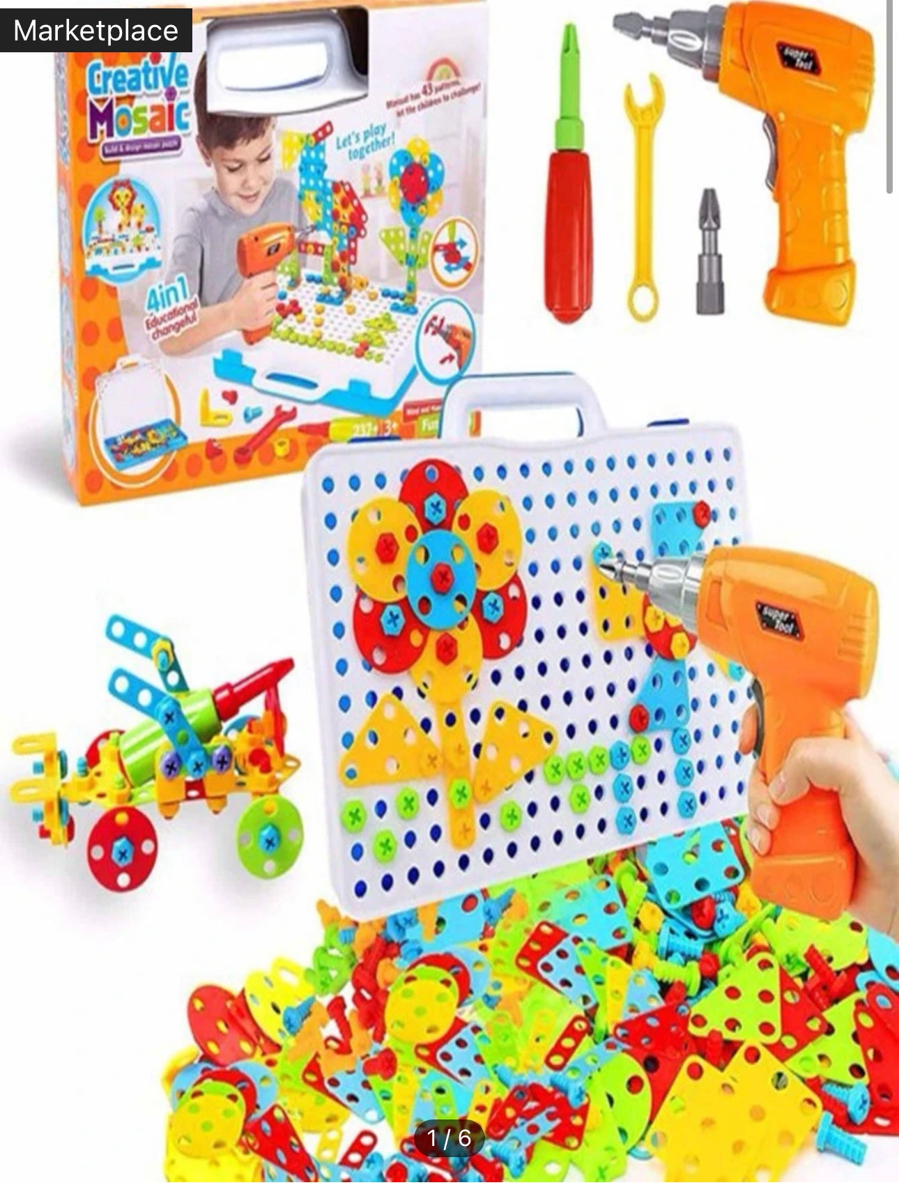 Juego de rompecabezas de taladro de juguete creativo de 237 piezas,