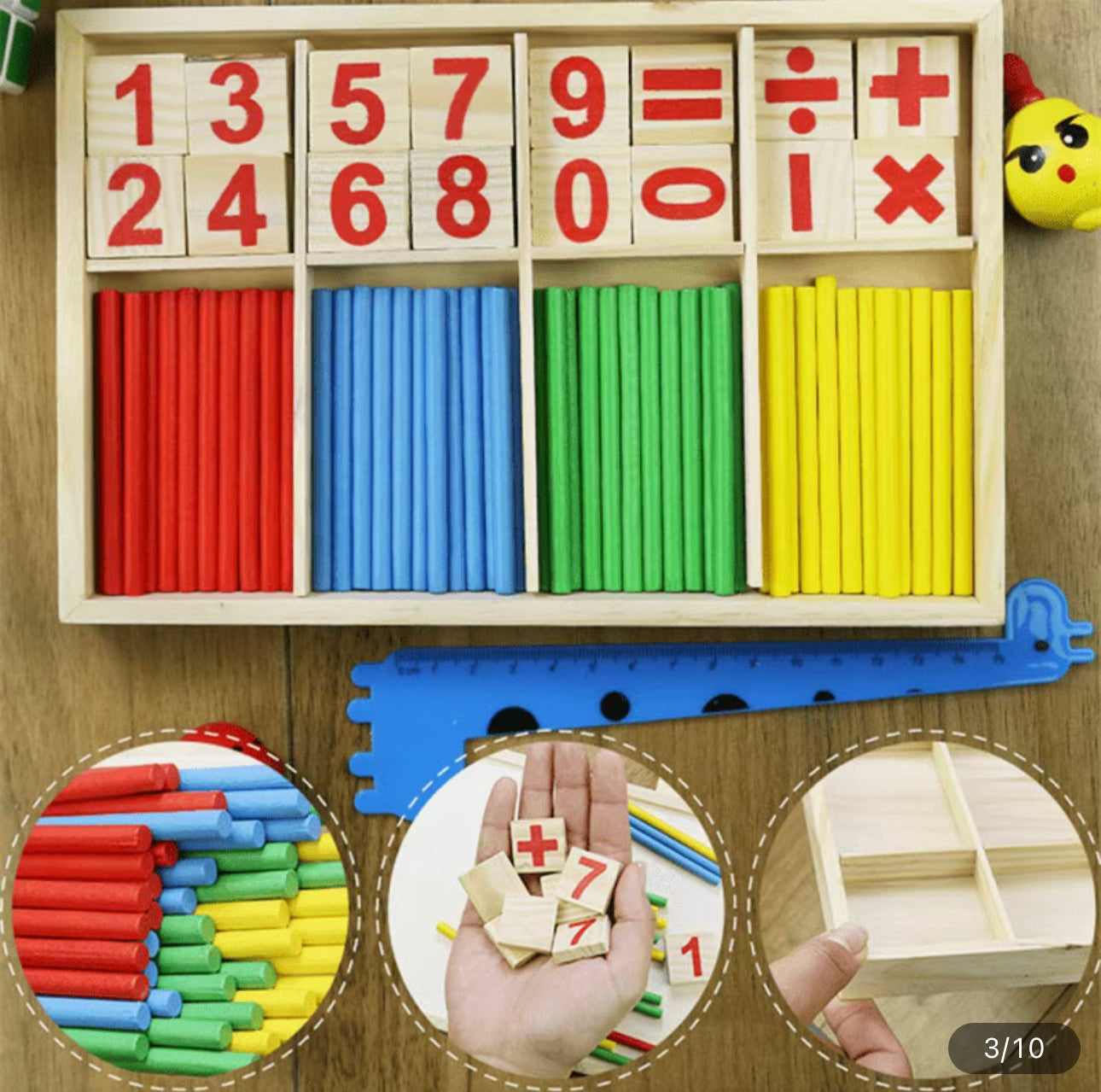 Juego de matemáticas de madera para contar