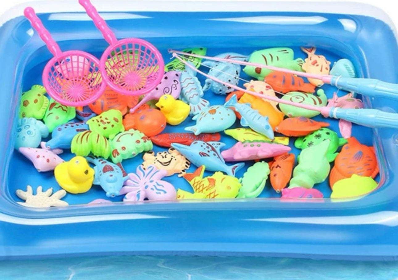 1set 40pcs Fishing Pool Toy Set With Magnetic Fishing Rod