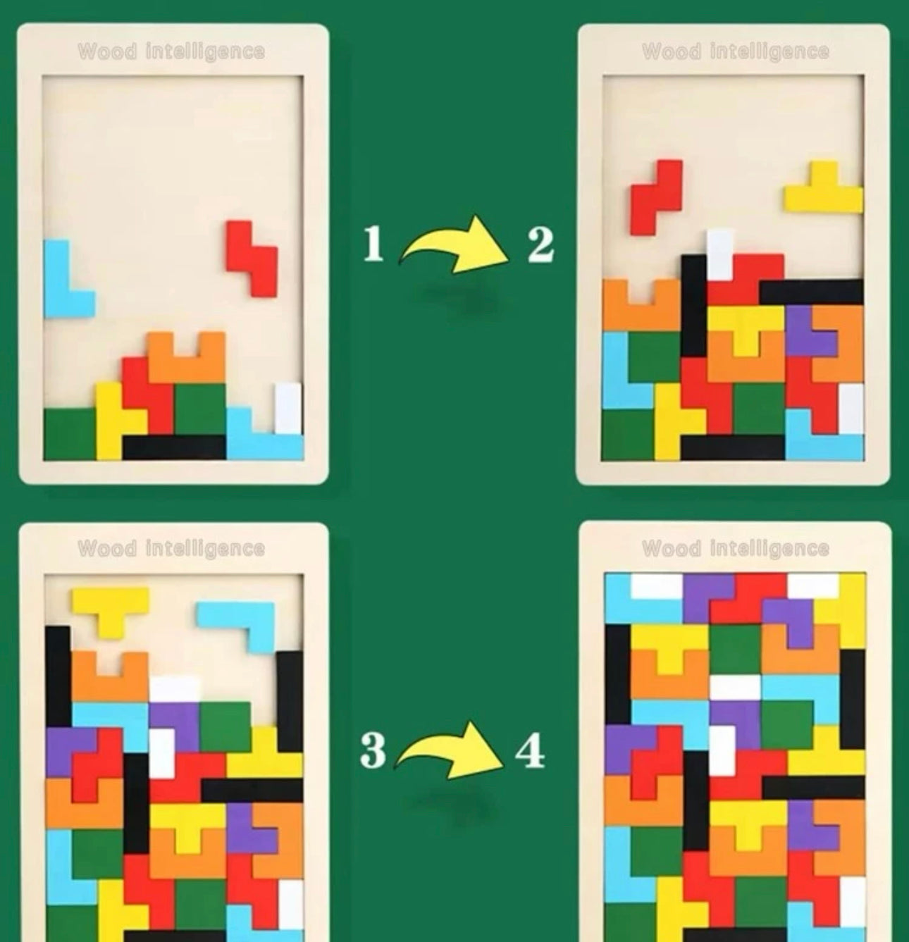 1 juego de bloques de rompecabezas de madera,