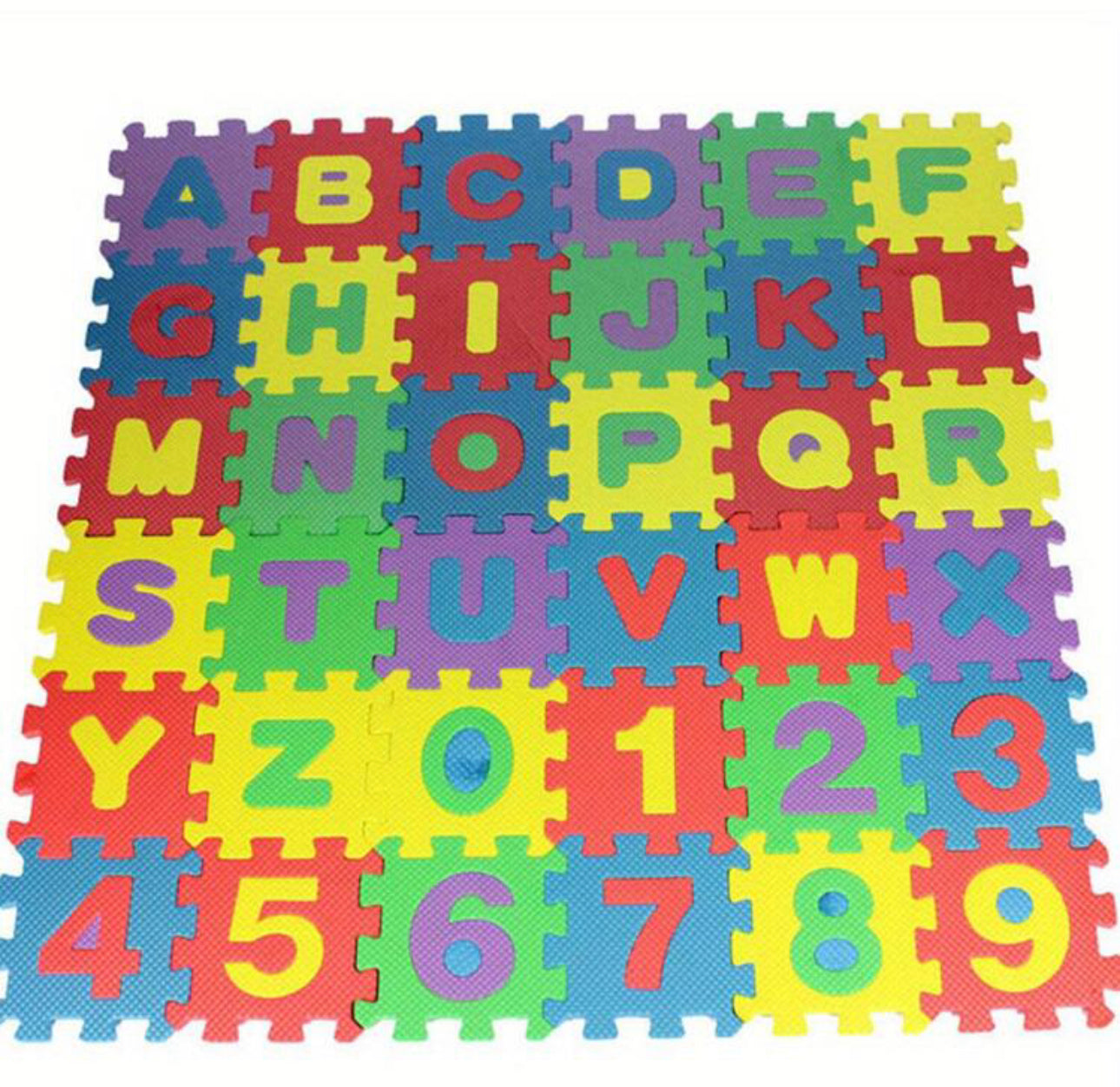 36 piezas de alfombra de piso súper pequeña, rompecabezas con números y letras