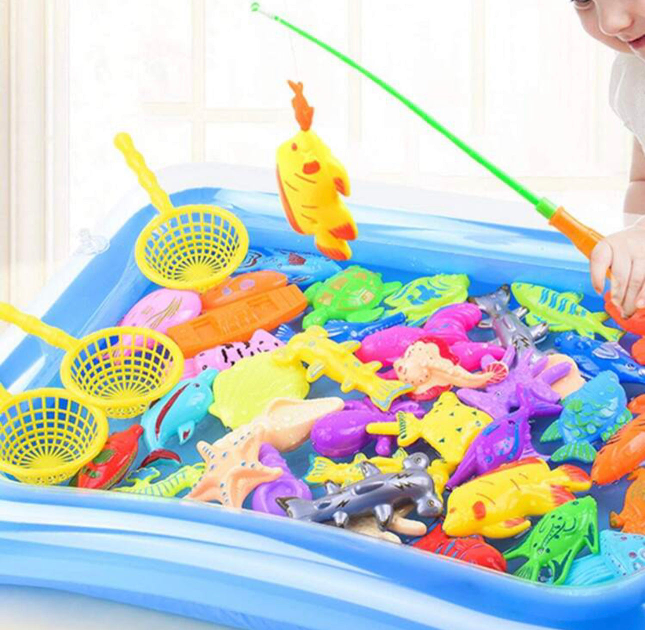 1set 40pcs Fishing Pool Toy Set With Magnetic Fishing Rod