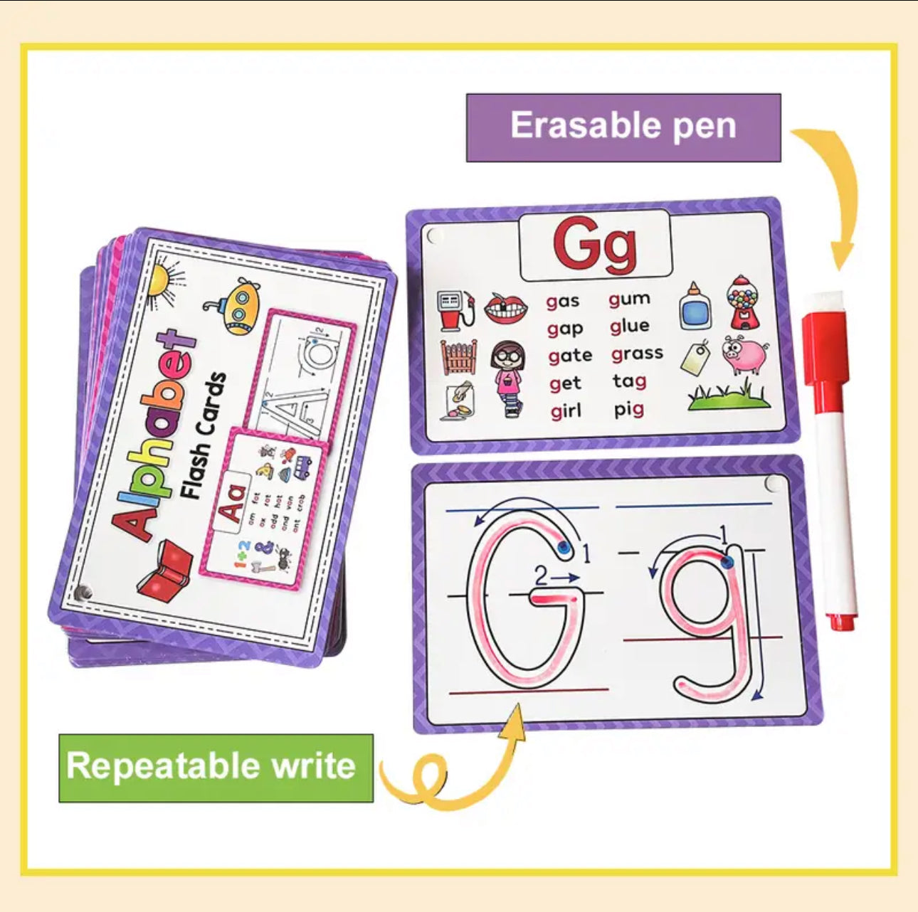 Erasable Alphabet & Phonics Flashcards