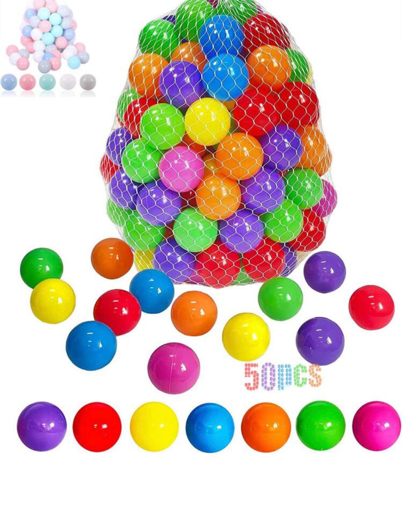 50 bolas de colores aleatorios.