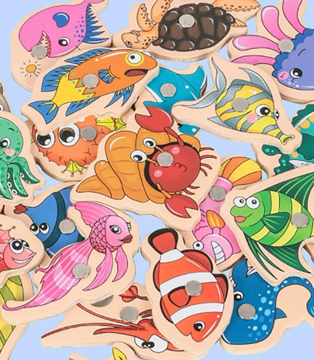 1 juego interactivo de madera, peces y medusas creativos, 31 piezas