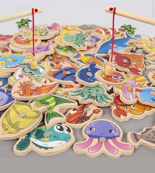 1set Wooden Interactive Game, Creative Fish & Jellyfish, 31pcs