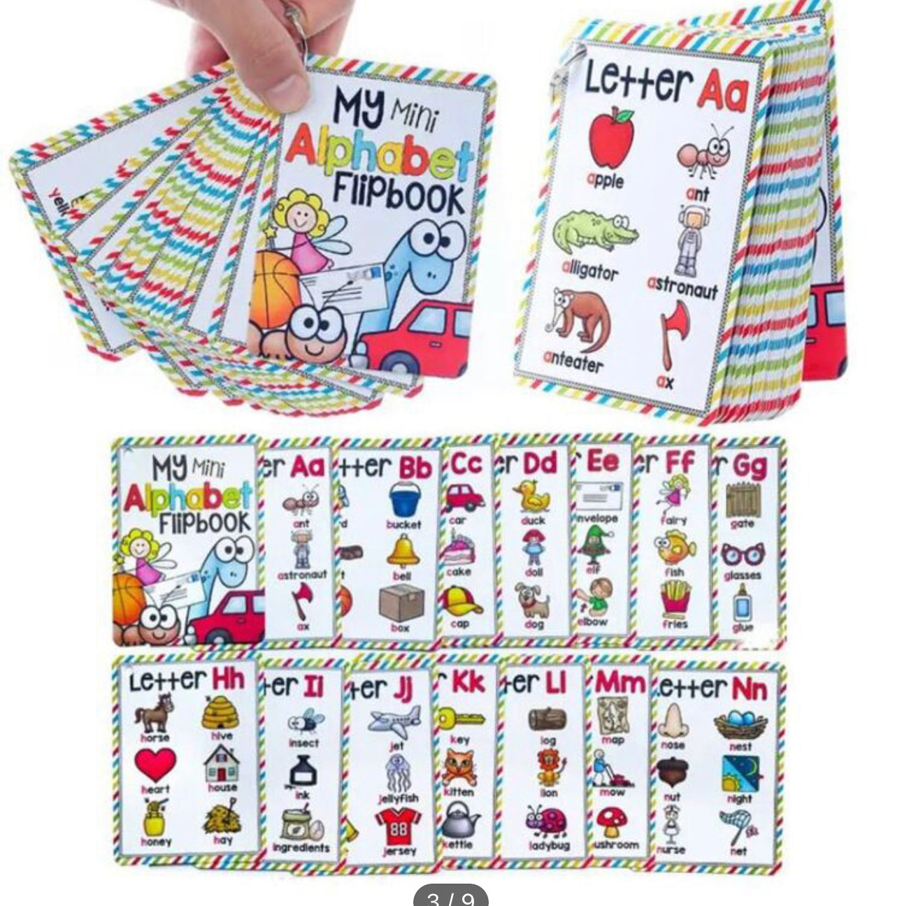 Tarjetas de bolsillo para enseñar el alfabeto
