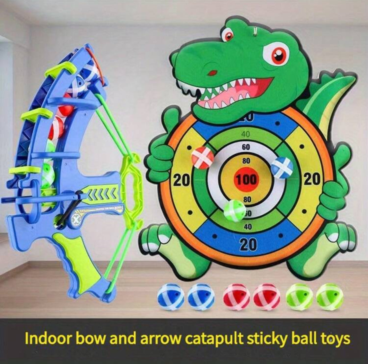 Blue Elastic Bow And Arrow Set With Sticky Balls