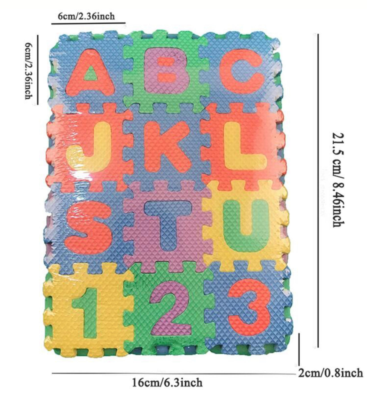 36 piezas de alfombra de piso súper pequeña, rompecabezas con números y letras
