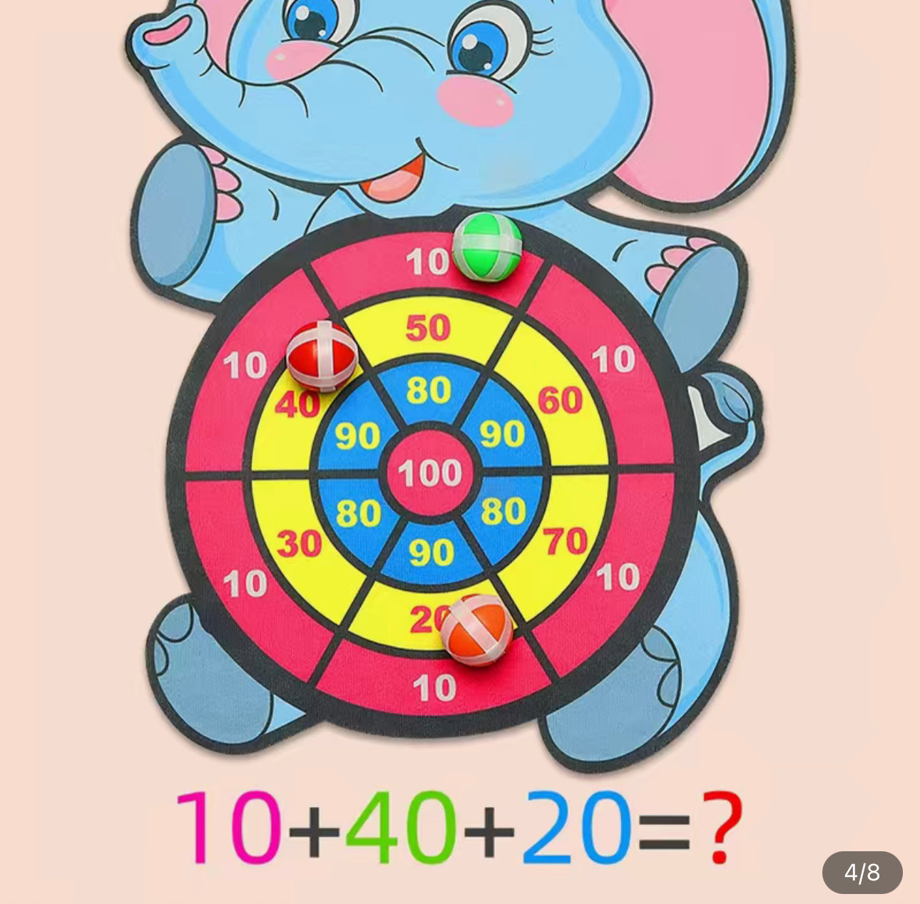 Elephant Sticky Ball Dart Board Cartoon